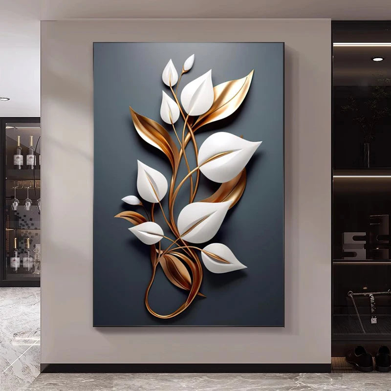 White/Gold Leaf Wall Art